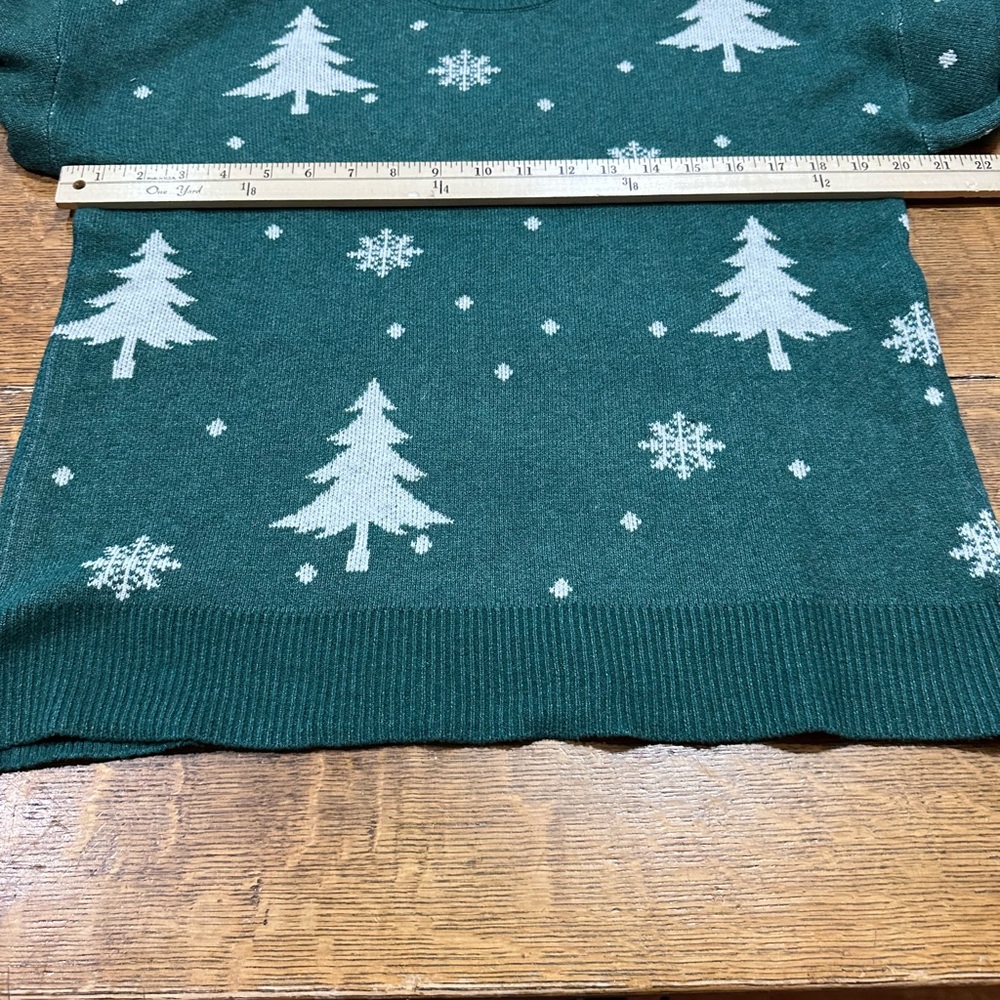 Maurices Green Sweater with White Snowflake and Tree Pattern - Picture 4 of 6